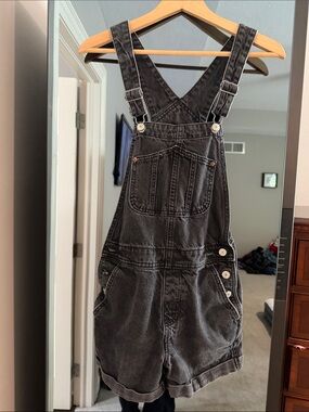 Old Navy Black Washed Denim Short Overalls for Kids